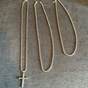Three authentic David Yurman’s chains and Cross! Selling all three together!!!